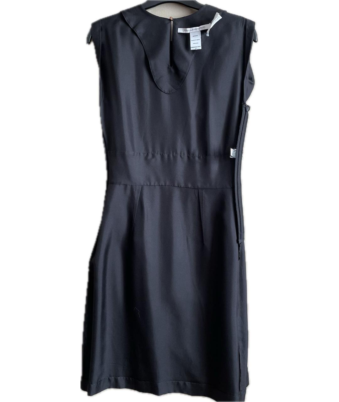 DIANE VON FURSTENBERG Черное шелковое коктейльное платье, фото 3