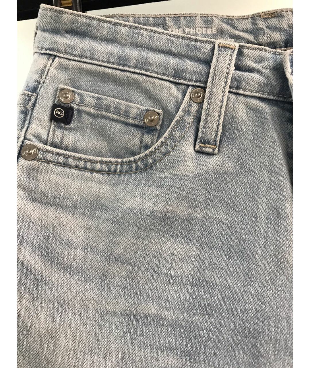 AG JEANS Голубые хлопковые прямые джинсы, фото 3