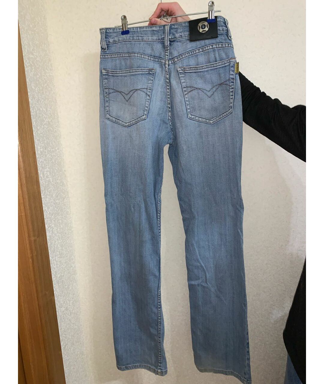 TRUSSARDI JEANS Голубые хлопковые прямые джинсы, фото 2