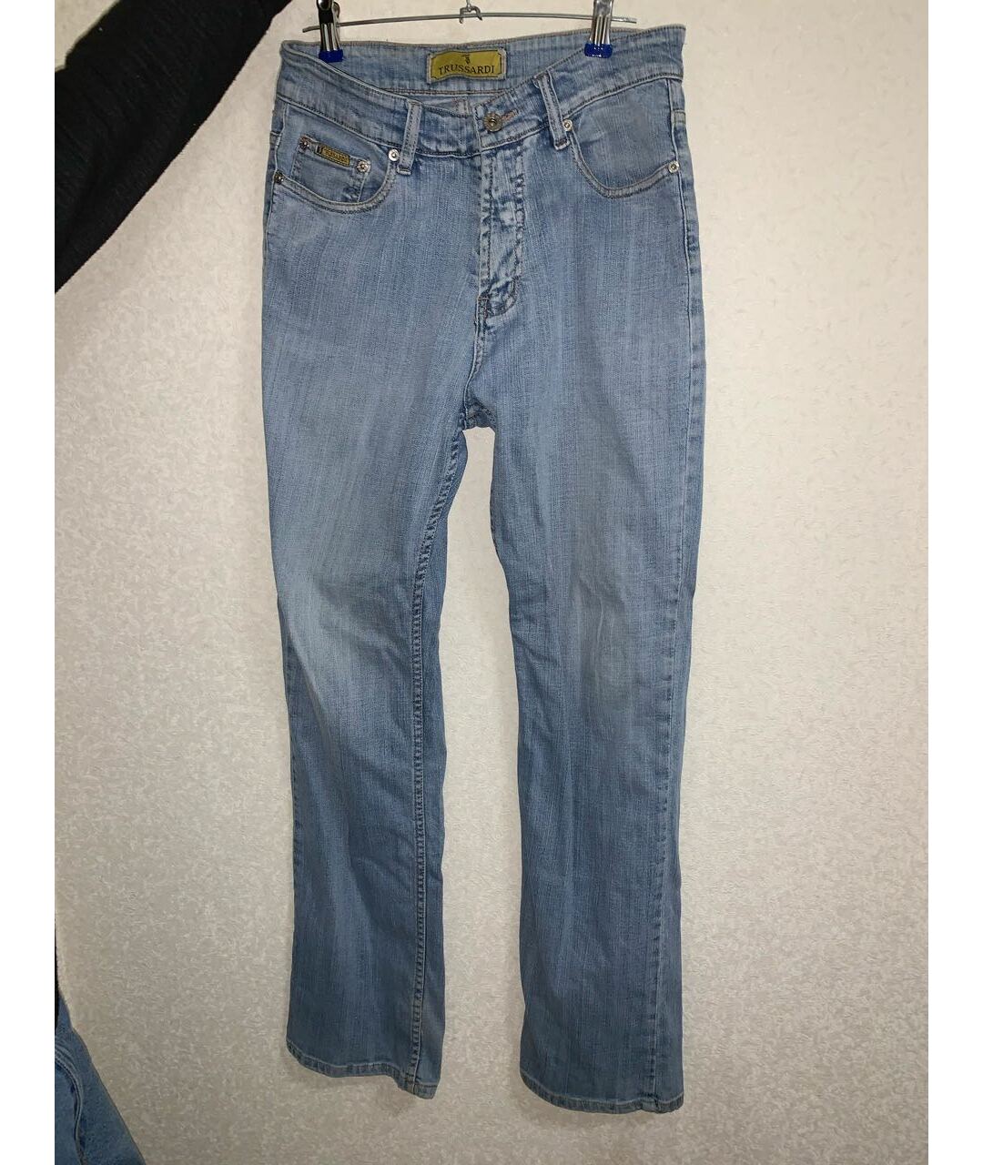 TRUSSARDI JEANS Голубые хлопковые прямые джинсы, фото 8