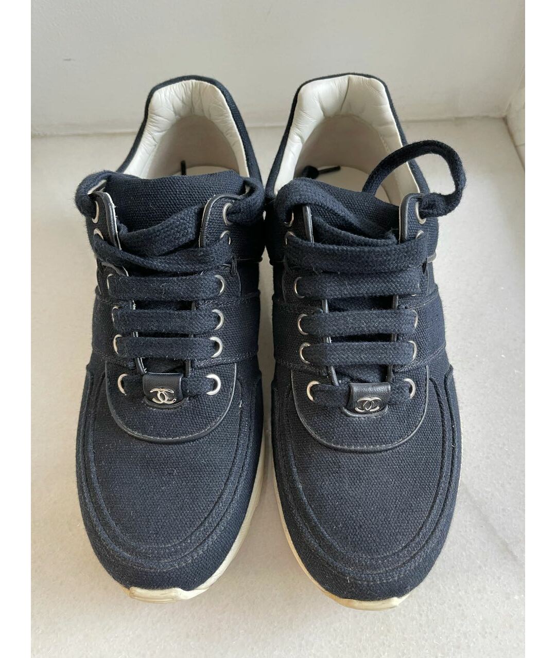 CHANEL PRE-OWNED Темно-синие текстильные кроссовки, фото 3