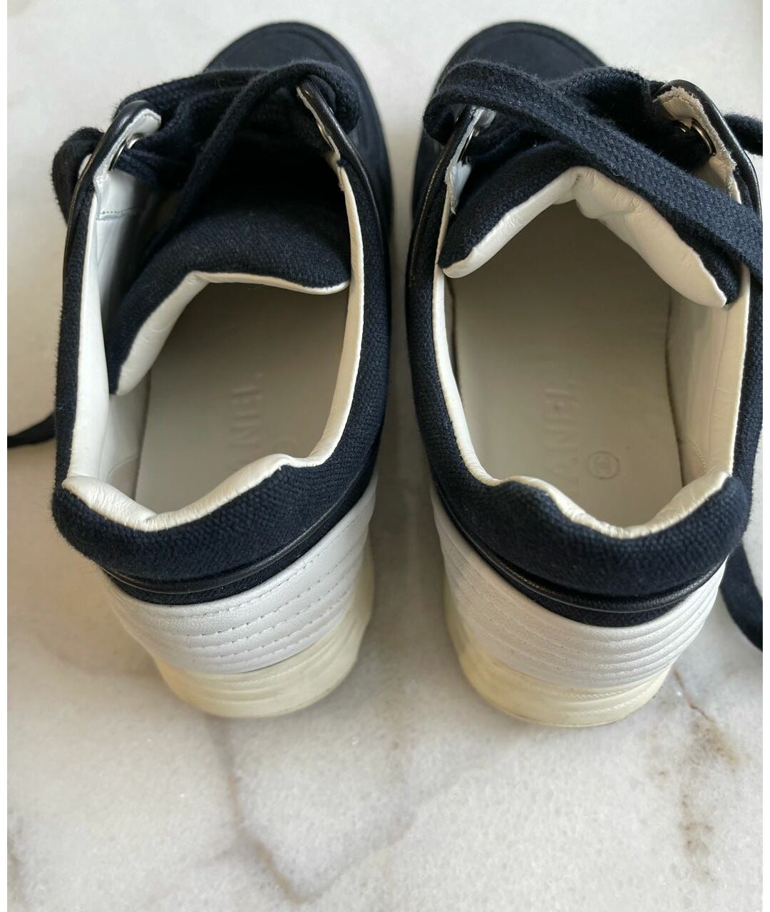 CHANEL PRE-OWNED Темно-синие текстильные кроссовки, фото 7