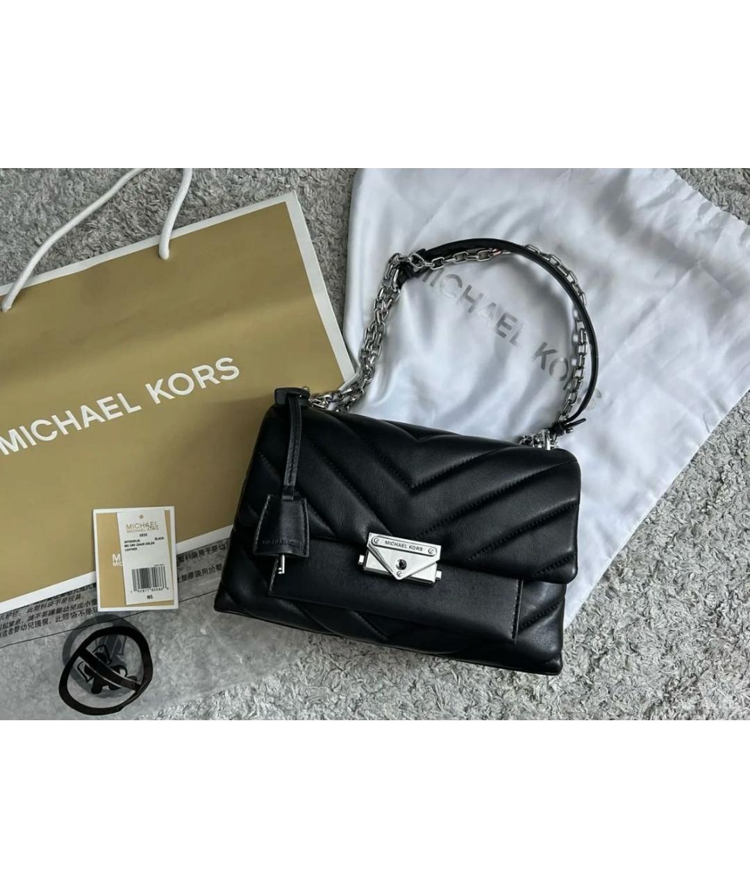 MICHAEL KORS Черная кожаная сумка через плечо, фото 2