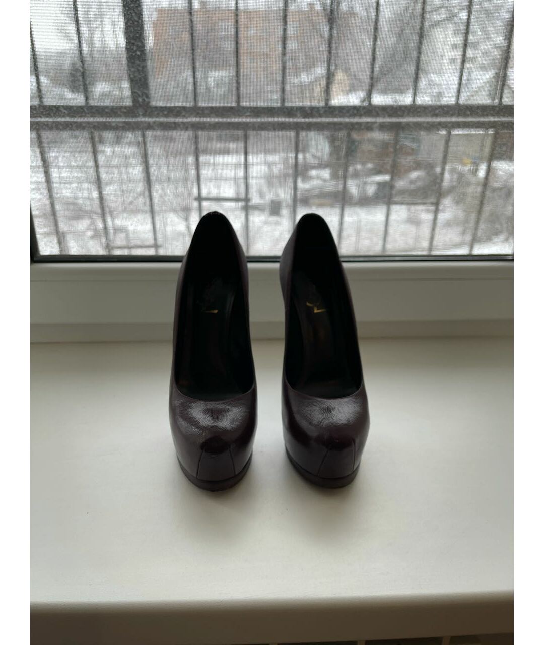 SAINT LAURENT Бордовые туфли из лакированной кожи, фото 2