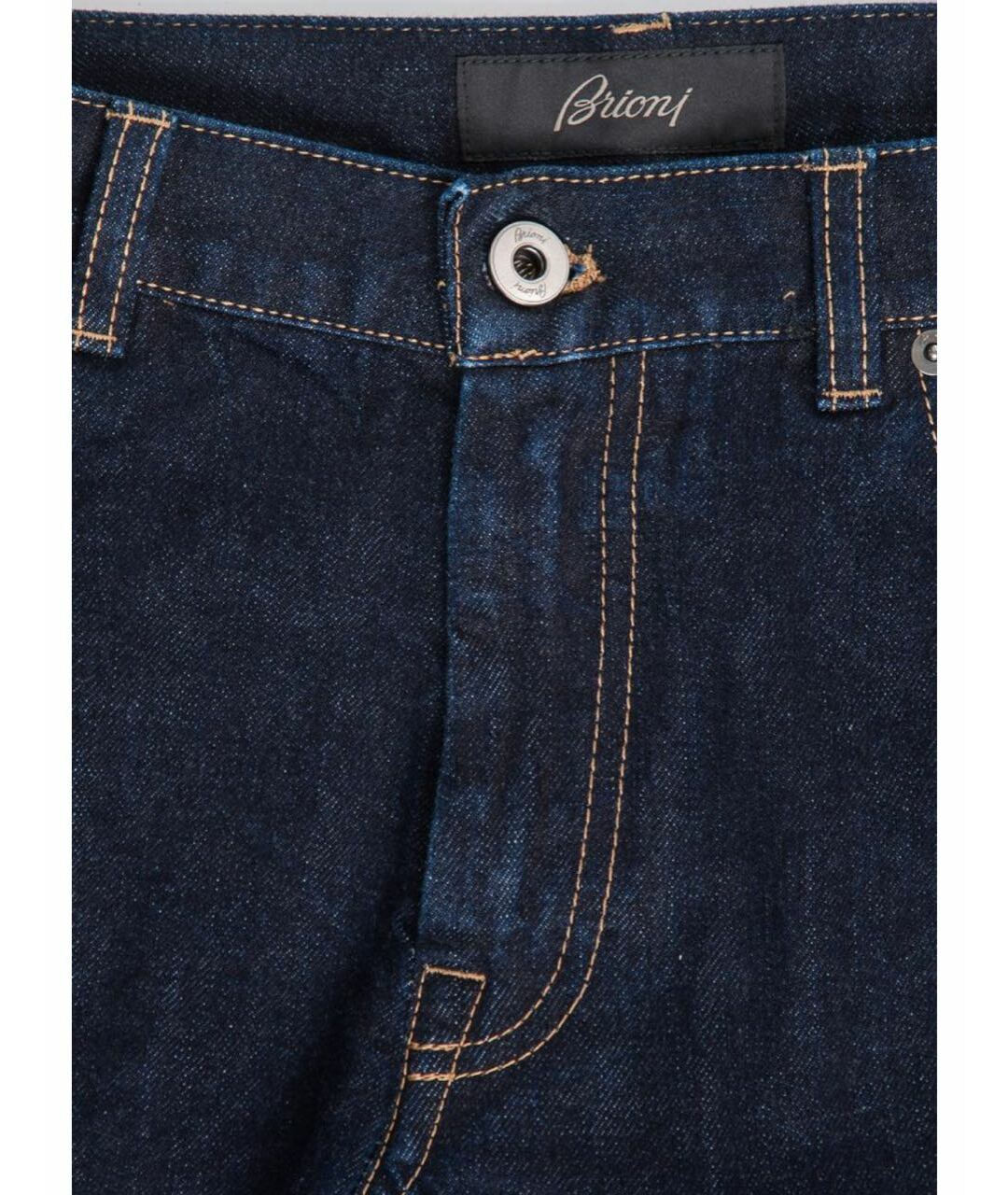 BRIONI Темно-синие хлопковые прямые джинсы, фото 5