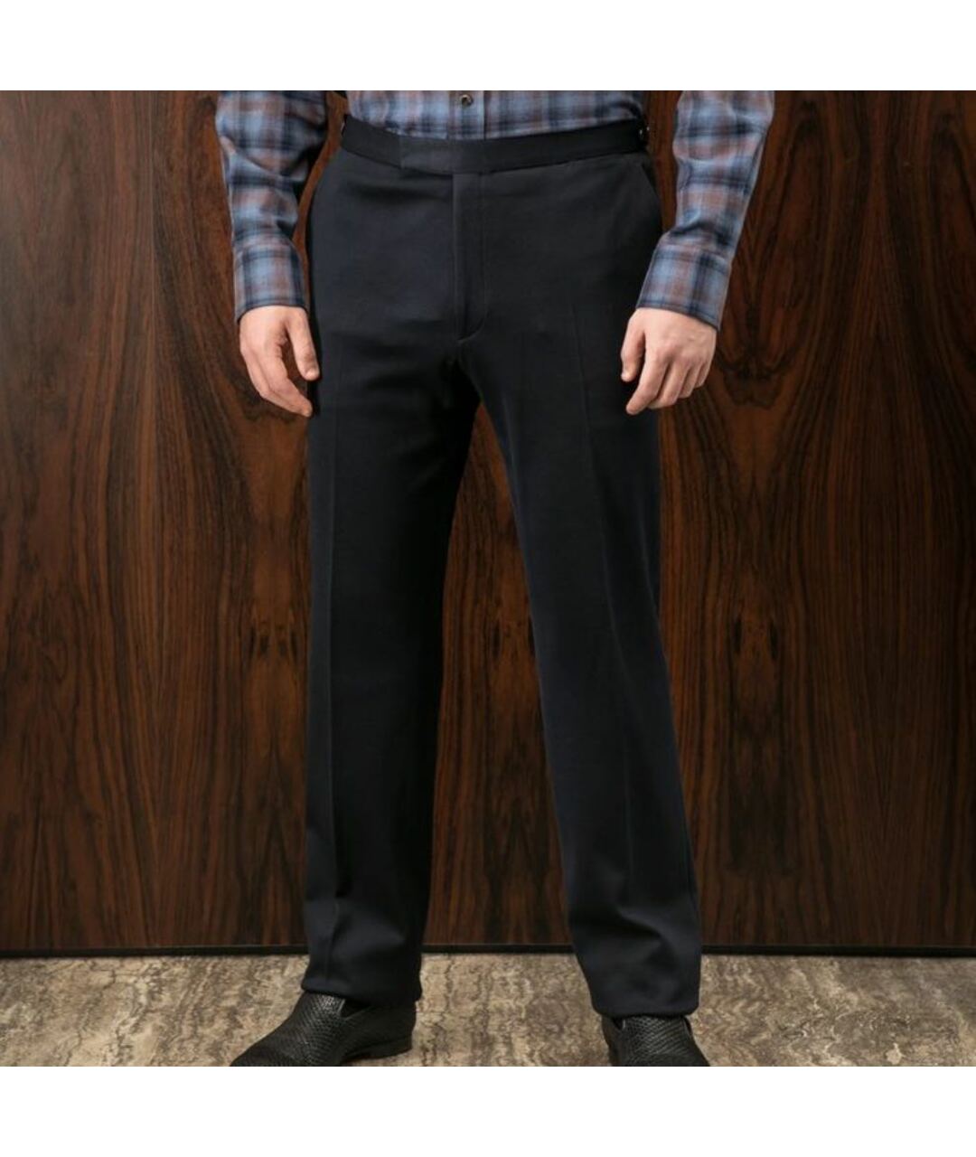 BRIONI Черные хлопко-эластановые классические брюки, фото 8
