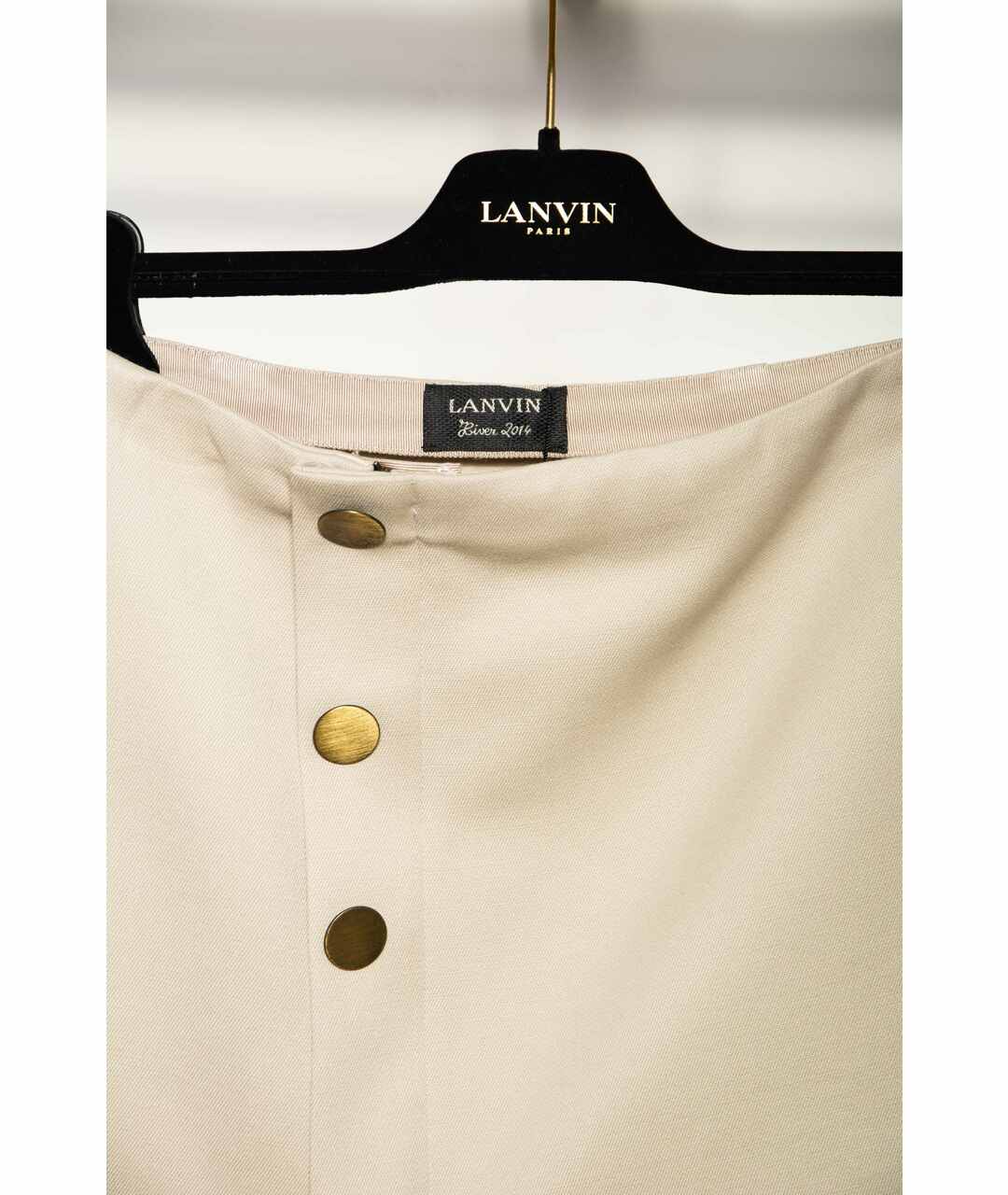 LANVIN Бежевая шерстяная юбка мини, фото 3