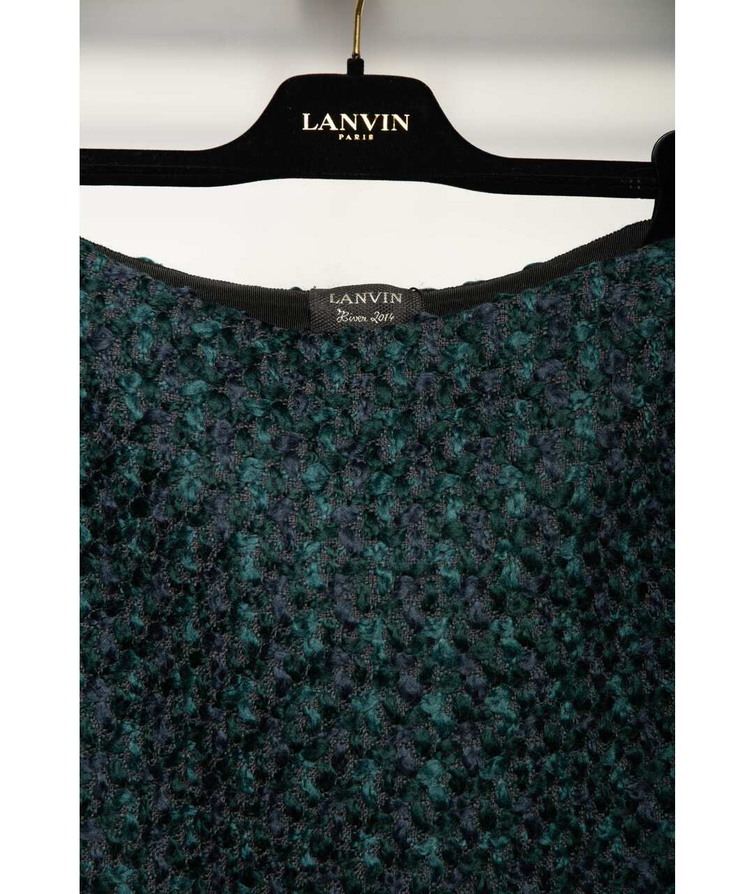 LANVIN Бирюзовая шерстяная юбка мини, фото 3