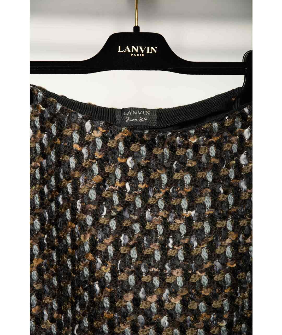 LANVIN Коричневая шерстяная юбка мини, фото 3