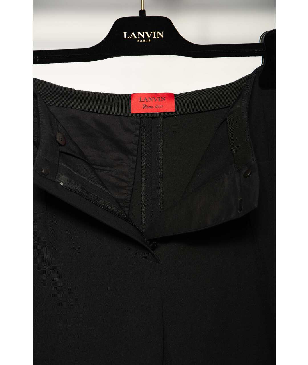 LANVIN Черные шерстяные брюки узкие, фото 3