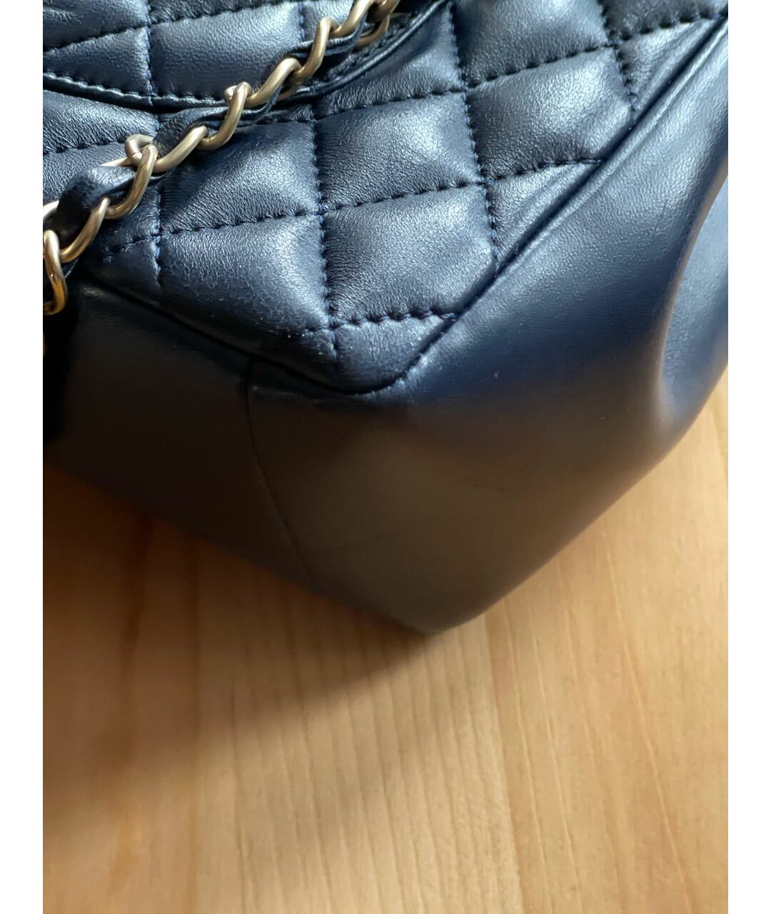 CHANEL PRE-OWNED Темно-синяя кожаная сумка тоут, фото 6