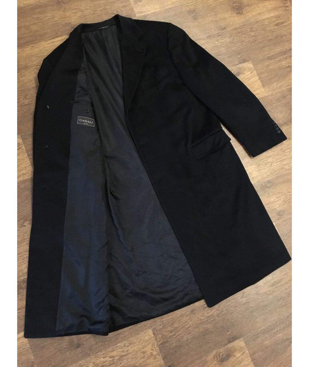 CANALI Черное шерстяное пальто, фото 2