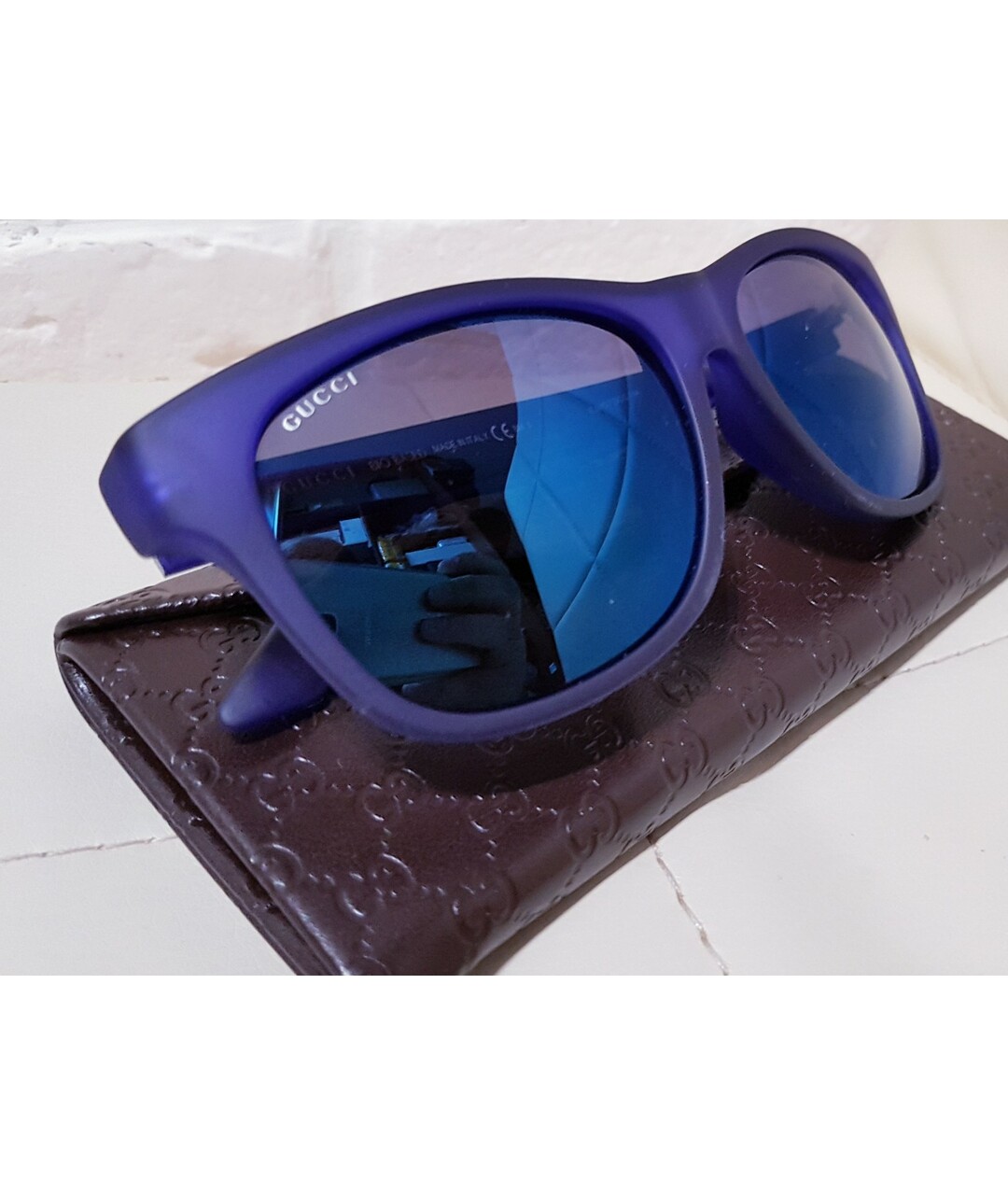 GUCCI Синие пластиковые солнцезащитные очки, фото 8