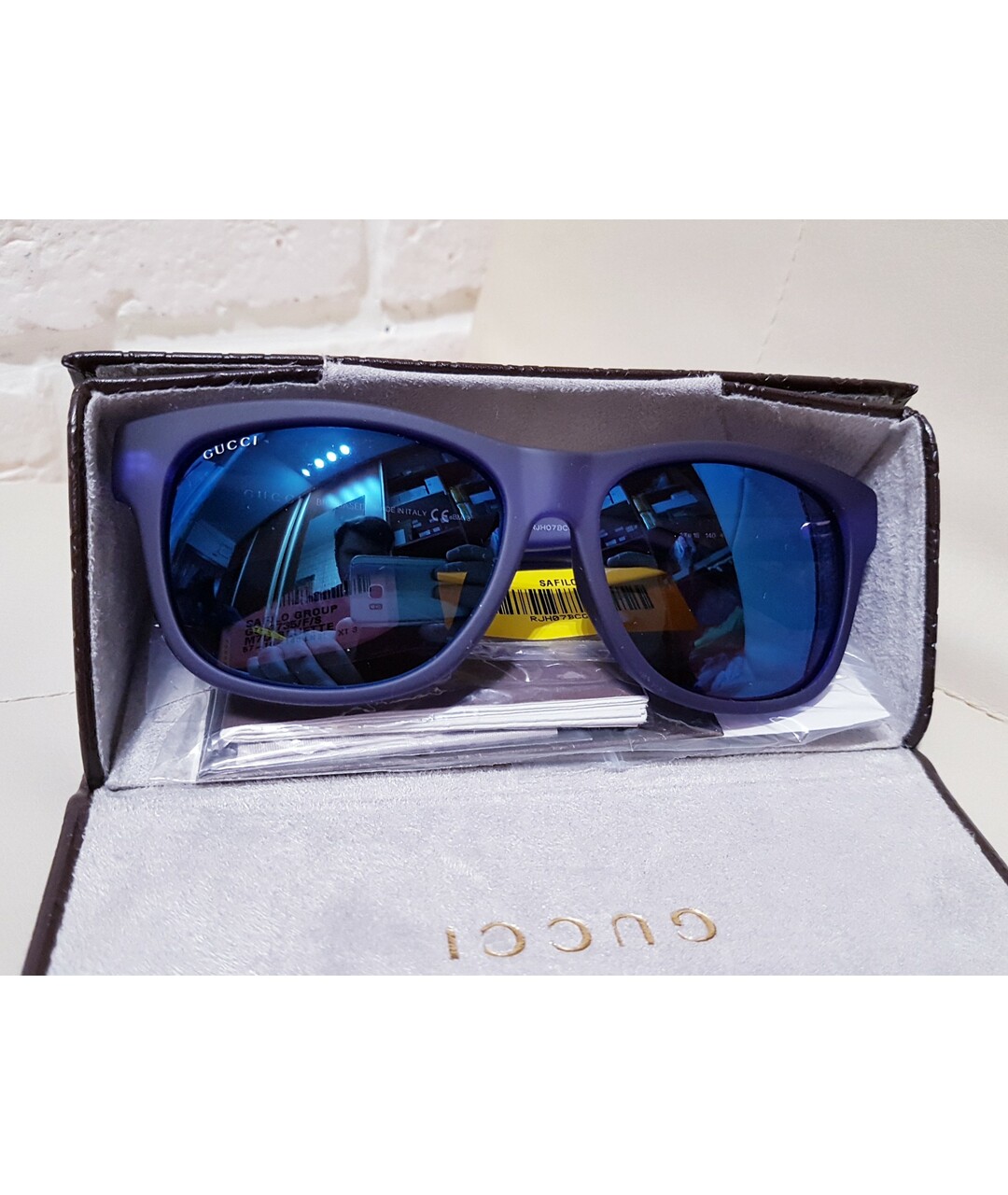 GUCCI Синие пластиковые солнцезащитные очки, фото 5