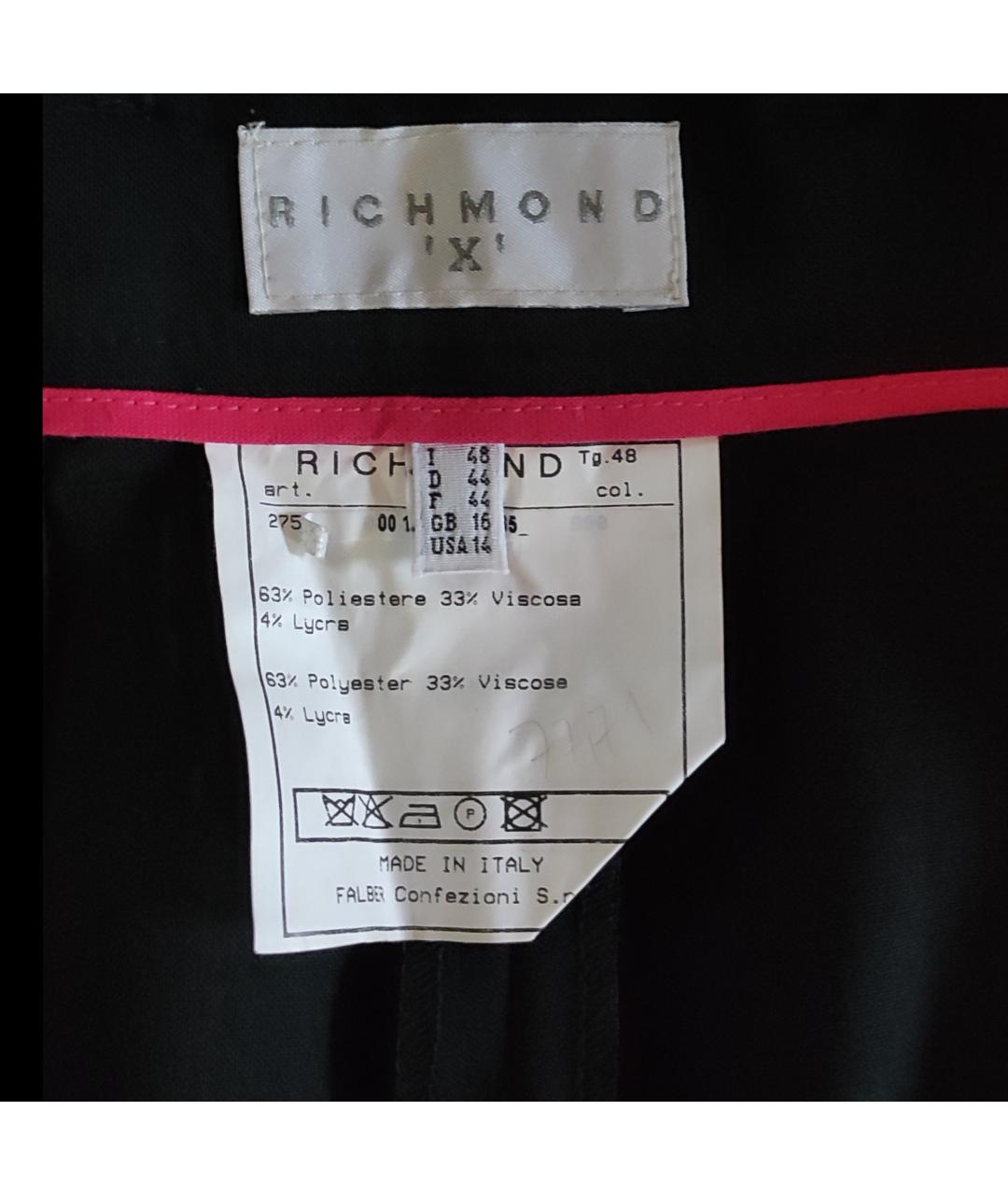 JOHN RICHMOND Черные полиэстеровые прямые брюки, фото 3