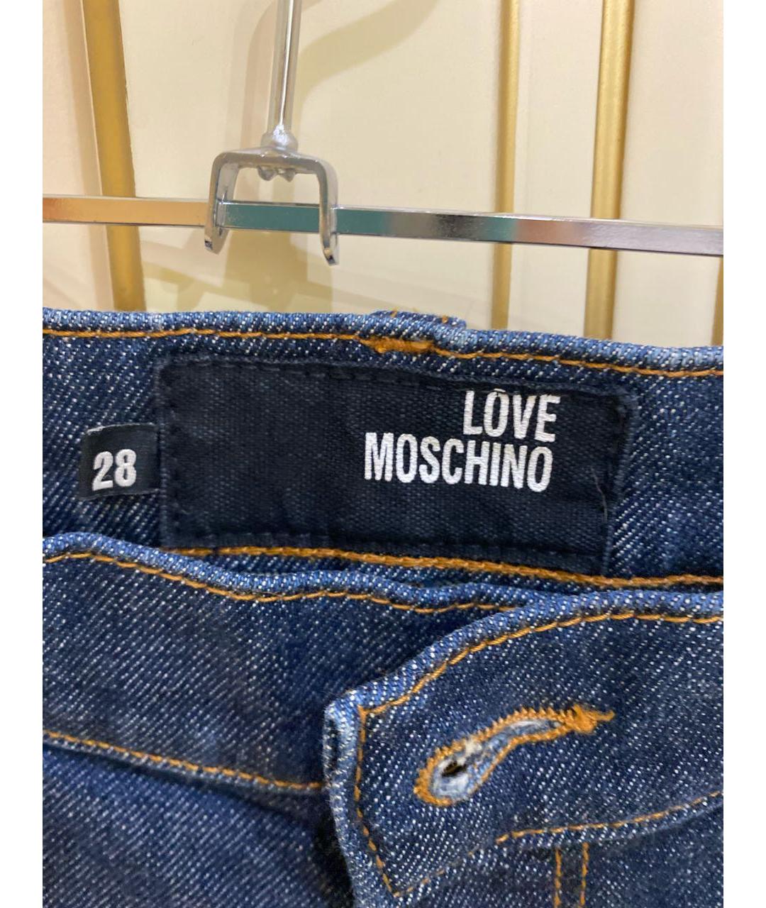 LOVE MOSCHINO Темно-синие хлопковые прямые джинсы, фото 3
