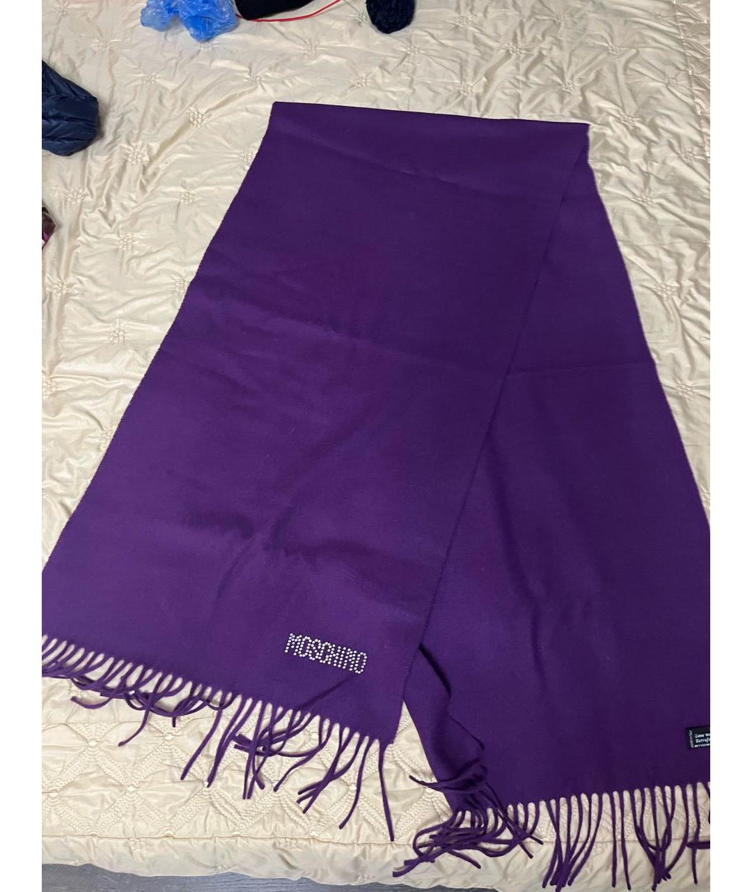 MOSCHINO Фиолетовый шерстяной шарф, фото 2