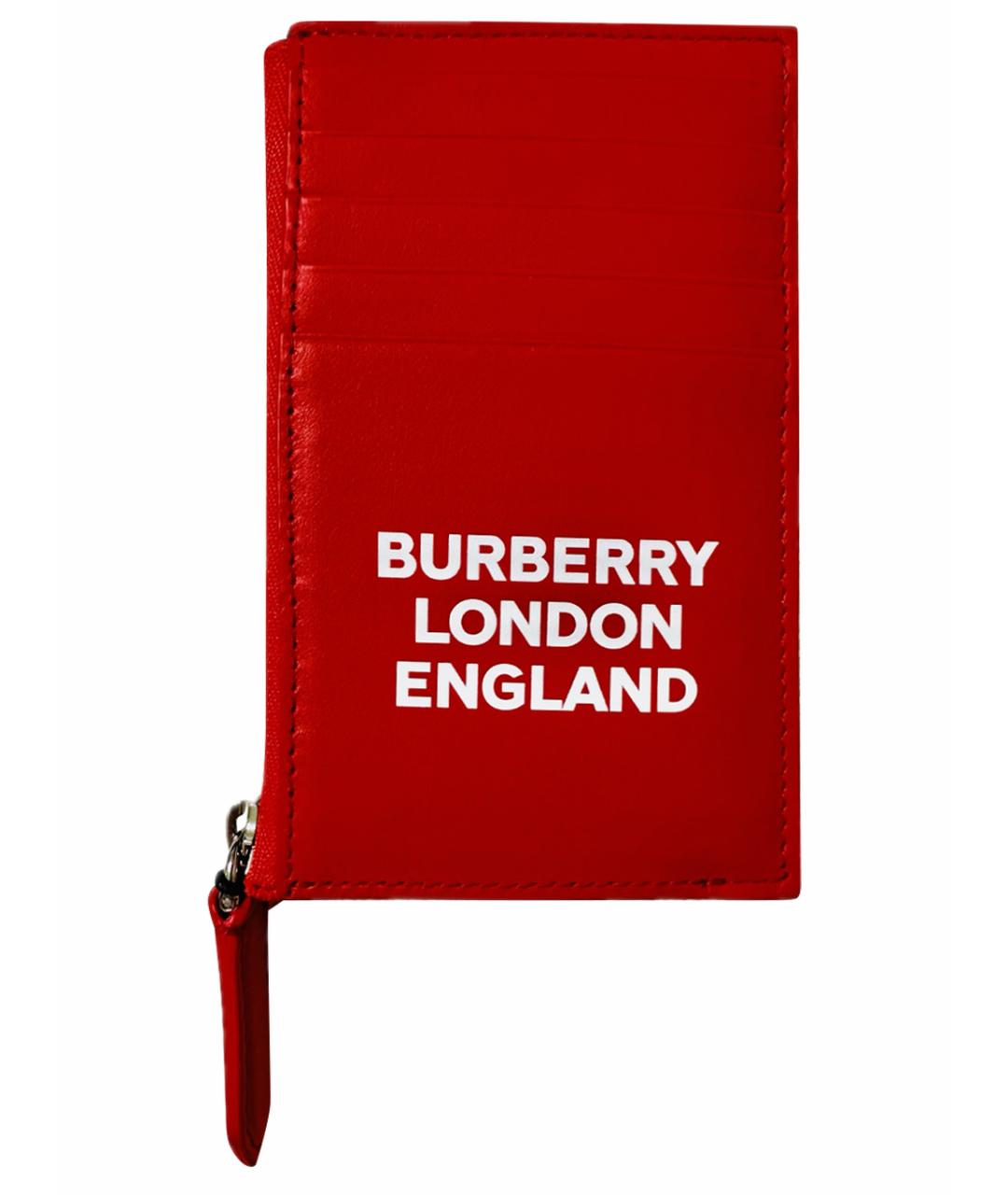 BURBERRY Красный кожаный кардхолдер, фото 1