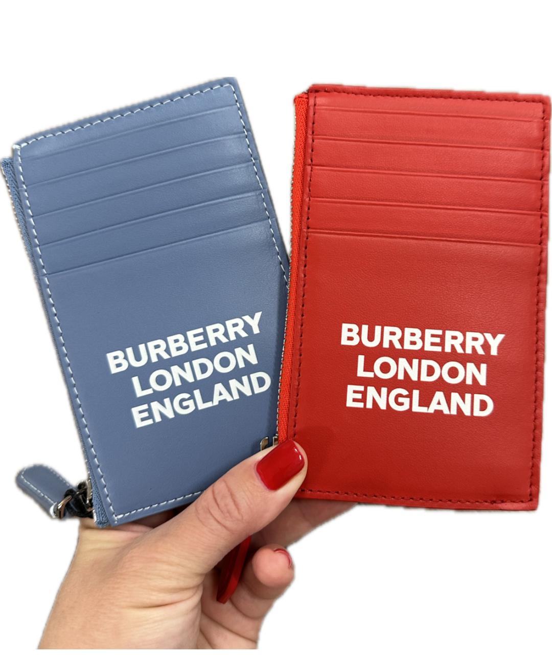 BURBERRY Голубой кожаный кардхолдер, фото 6