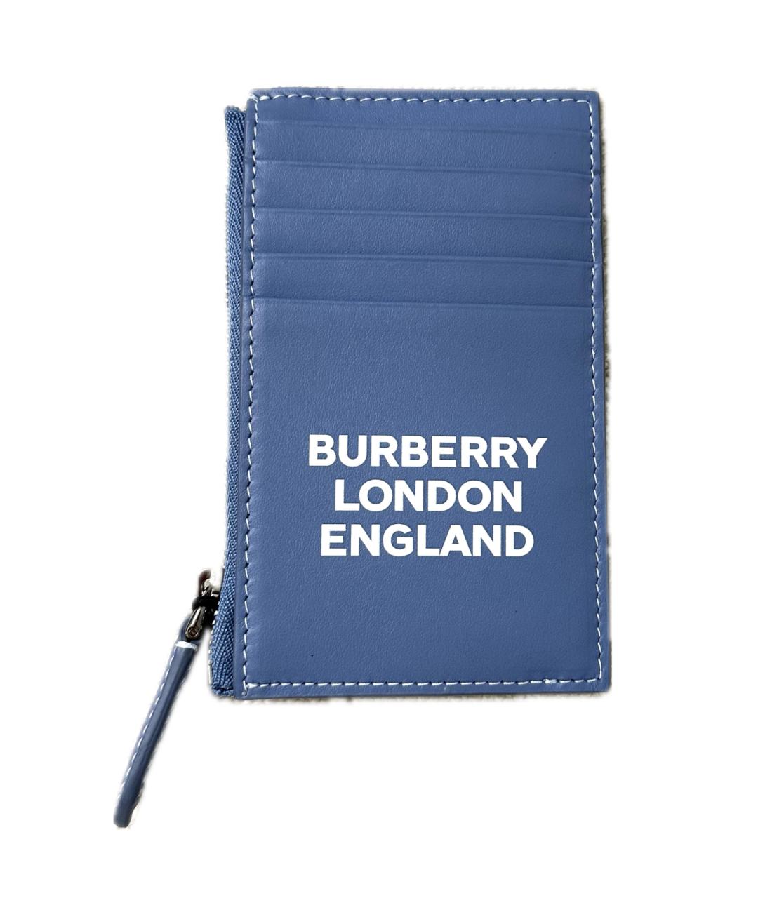 BURBERRY Голубой кожаный кардхолдер, фото 1