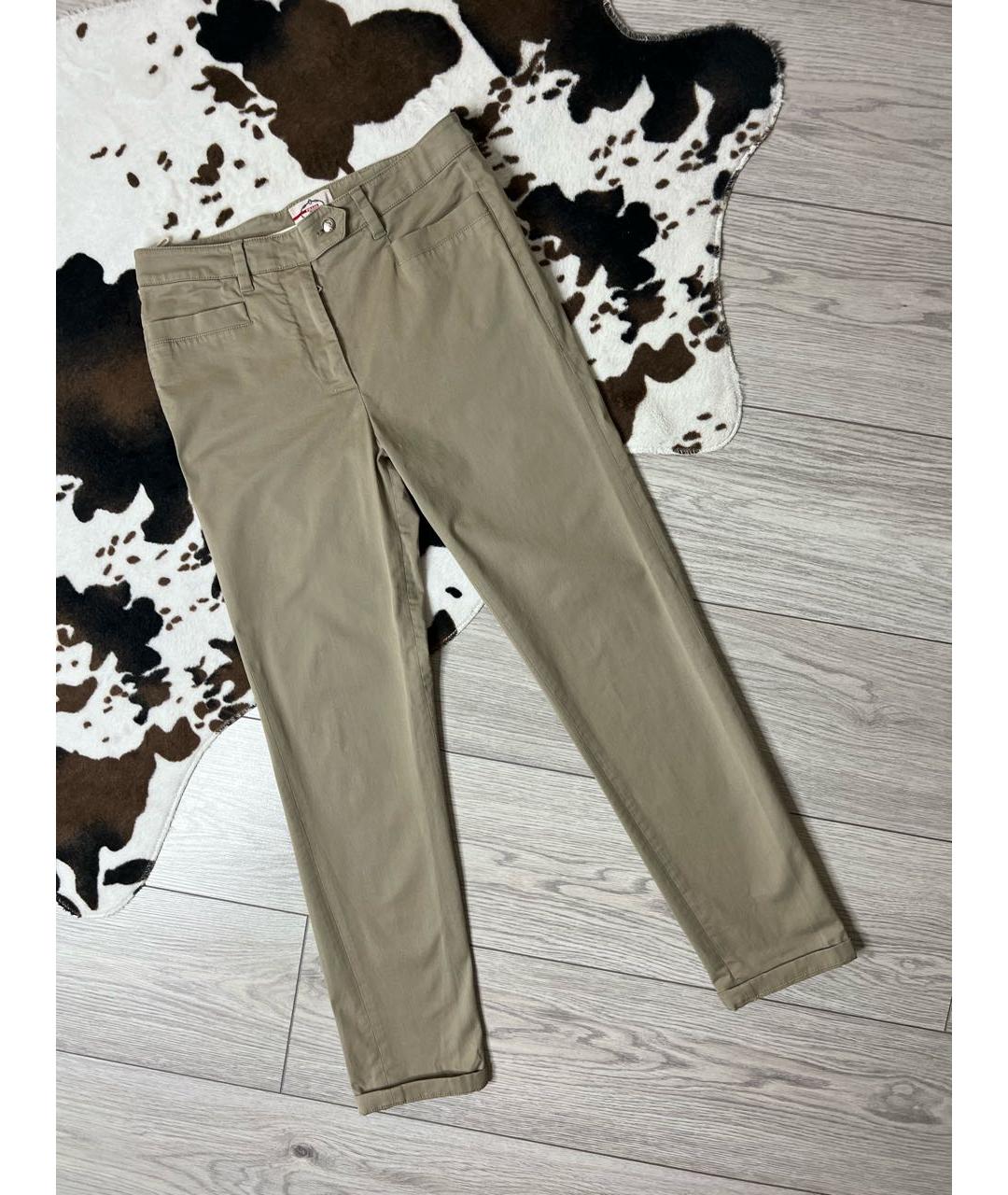 PRADA Бежевые хлопко-эластановые брюки узкие, фото 9