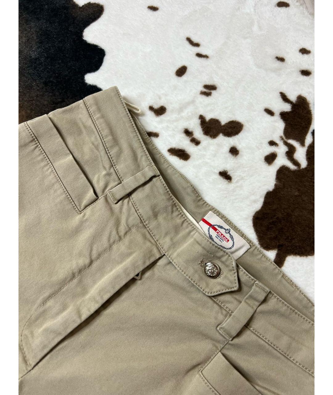 PRADA Бежевые хлопко-эластановые брюки узкие, фото 3