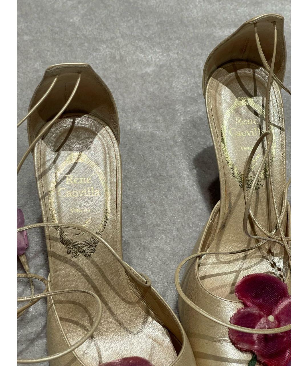 RENE CAOVILLA Золотые кожаные туфли, фото 6