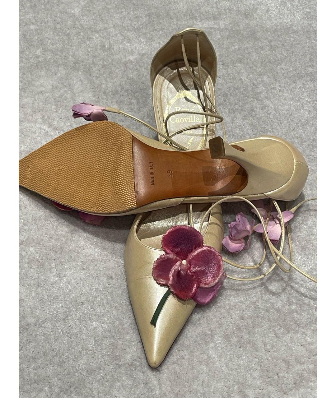RENE CAOVILLA Золотые кожаные туфли, фото 5