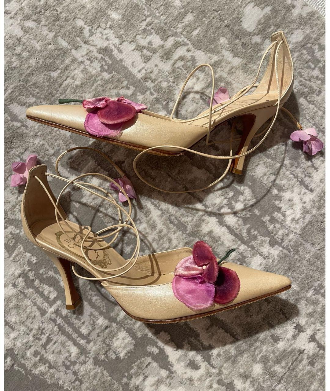 RENE CAOVILLA Золотые кожаные туфли, фото 8
