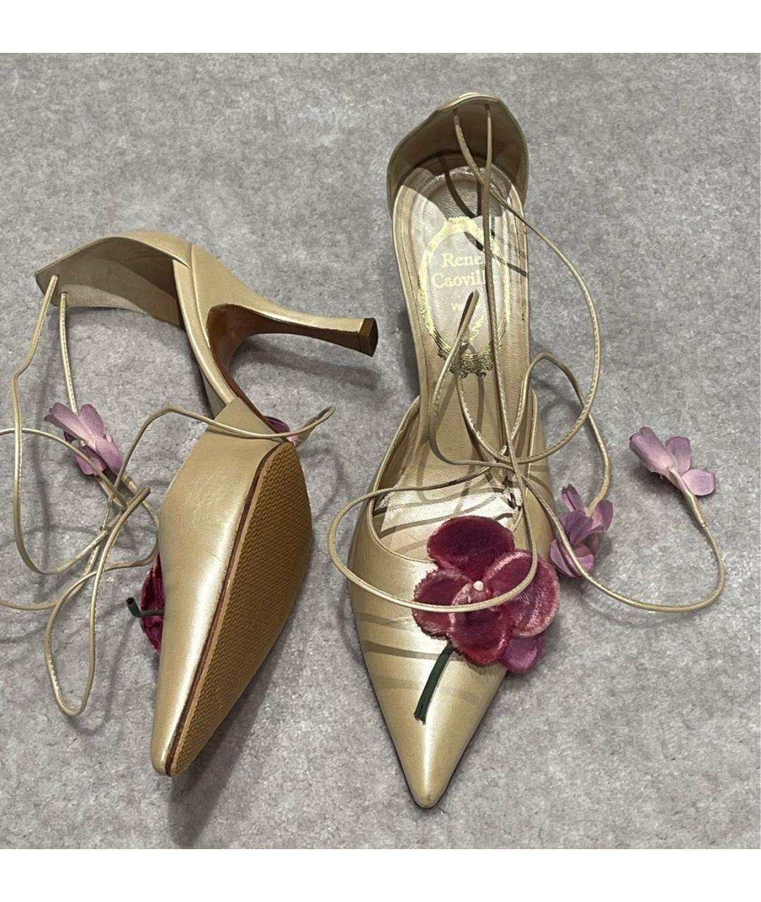 RENE CAOVILLA Золотые кожаные туфли, фото 4