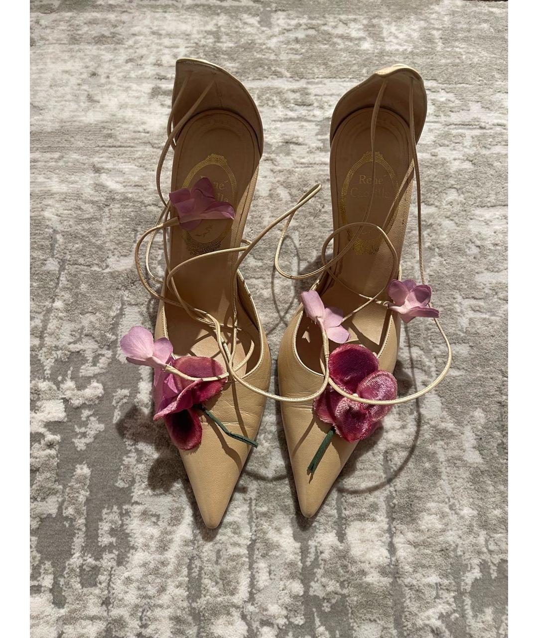 RENE CAOVILLA Золотые кожаные туфли, фото 2