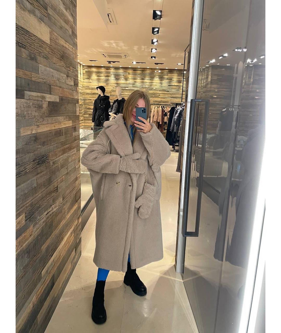 'S MAX MARA Бежевая шерстяная шуба, фото 4