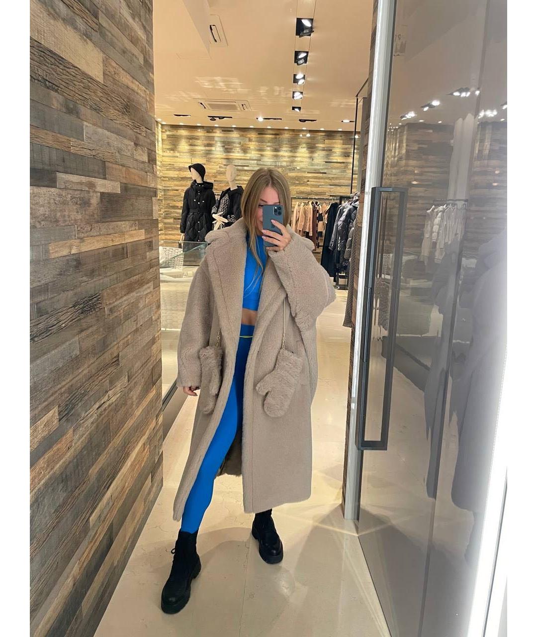 'S MAX MARA Бежевая шерстяная шуба, фото 6