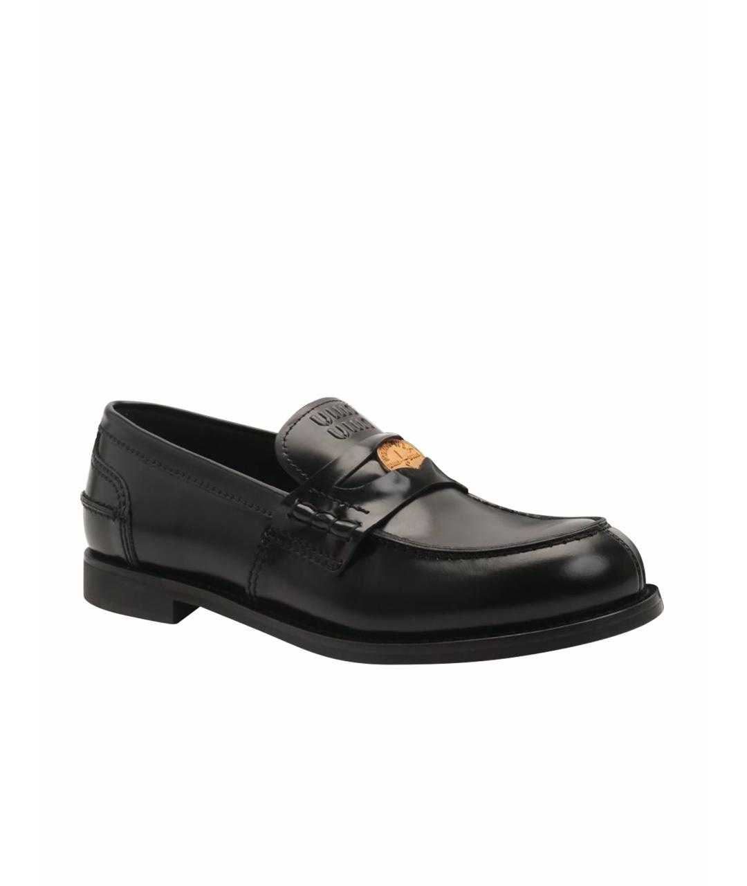 MIU MIU Черные кожаные лоферы, фото 1