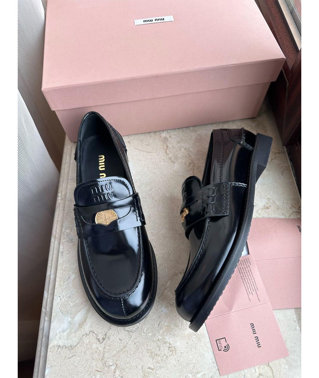 MIU MIU Черные кожаные лоферы, фото 4