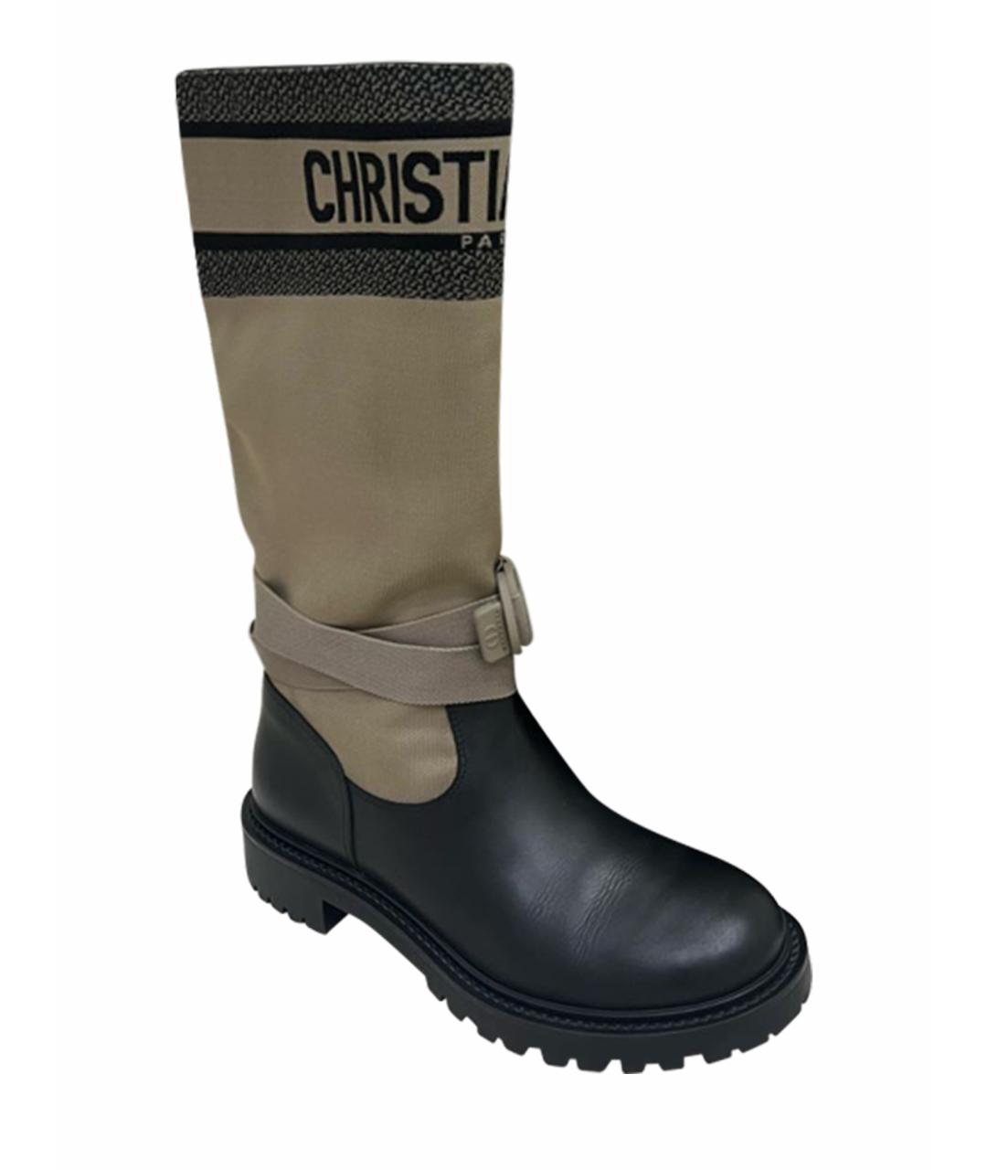 CHRISTIAN DIOR PRE-OWNED Бежевые кожаные сапоги, фото 1