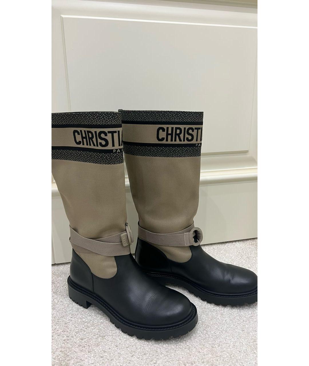 CHRISTIAN DIOR PRE-OWNED Бежевые кожаные сапоги, фото 5
