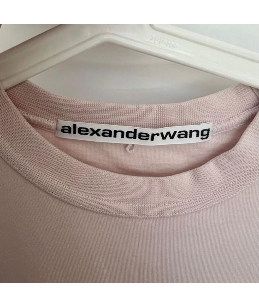 ALEXANDER WANG Розовая хлопковая футболка, фото 4