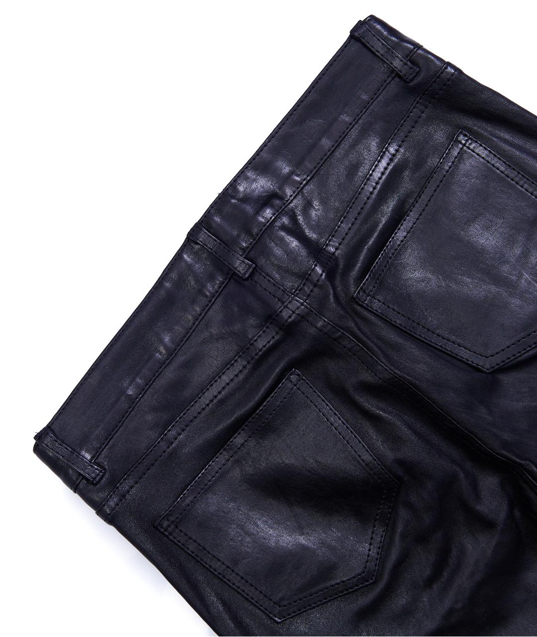 SAINT LAURENT Черные кожаные брюки узкие, фото 5