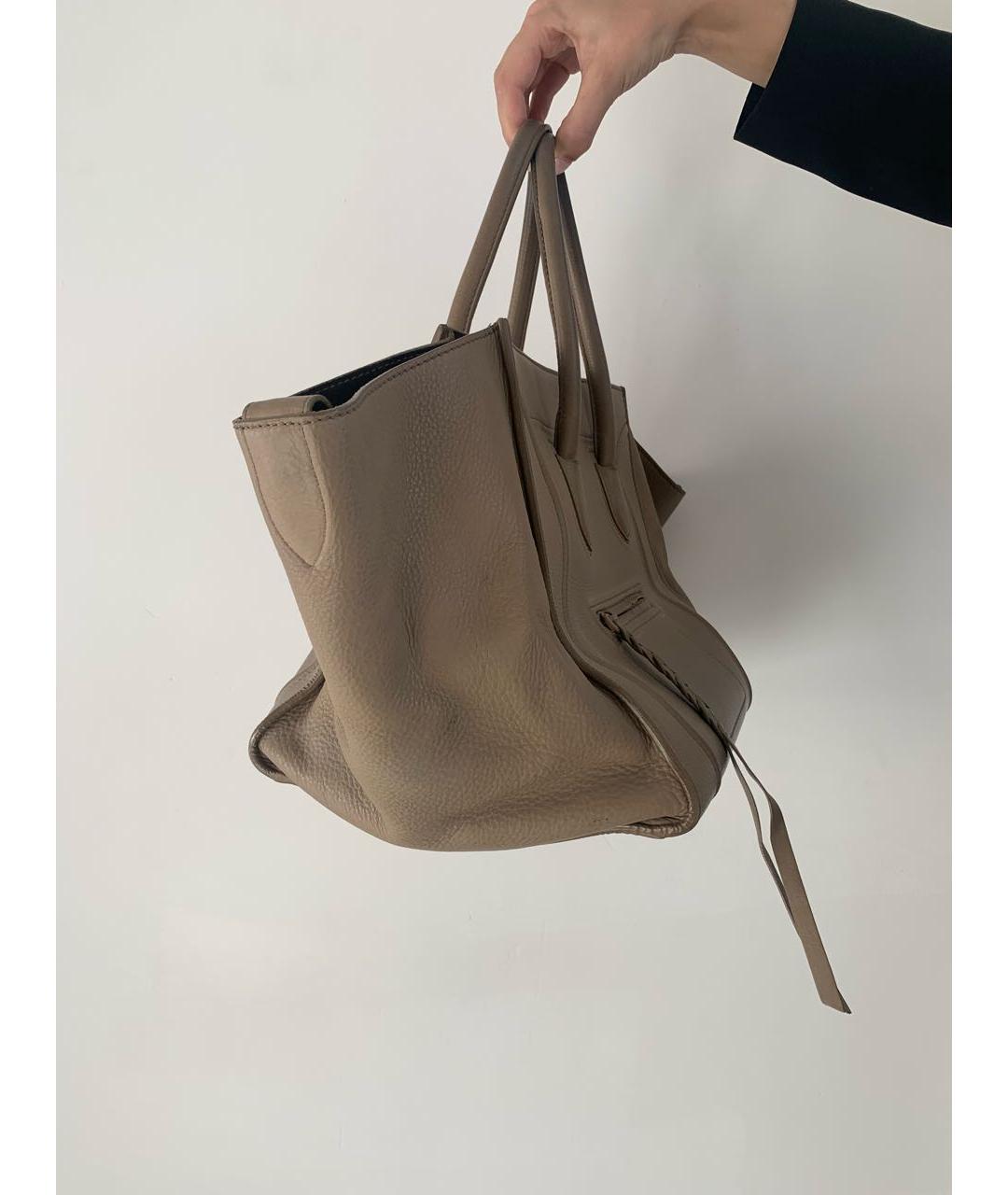 CELINE PRE-OWNED Бежевая кожаная сумка с короткими ручками, фото 6