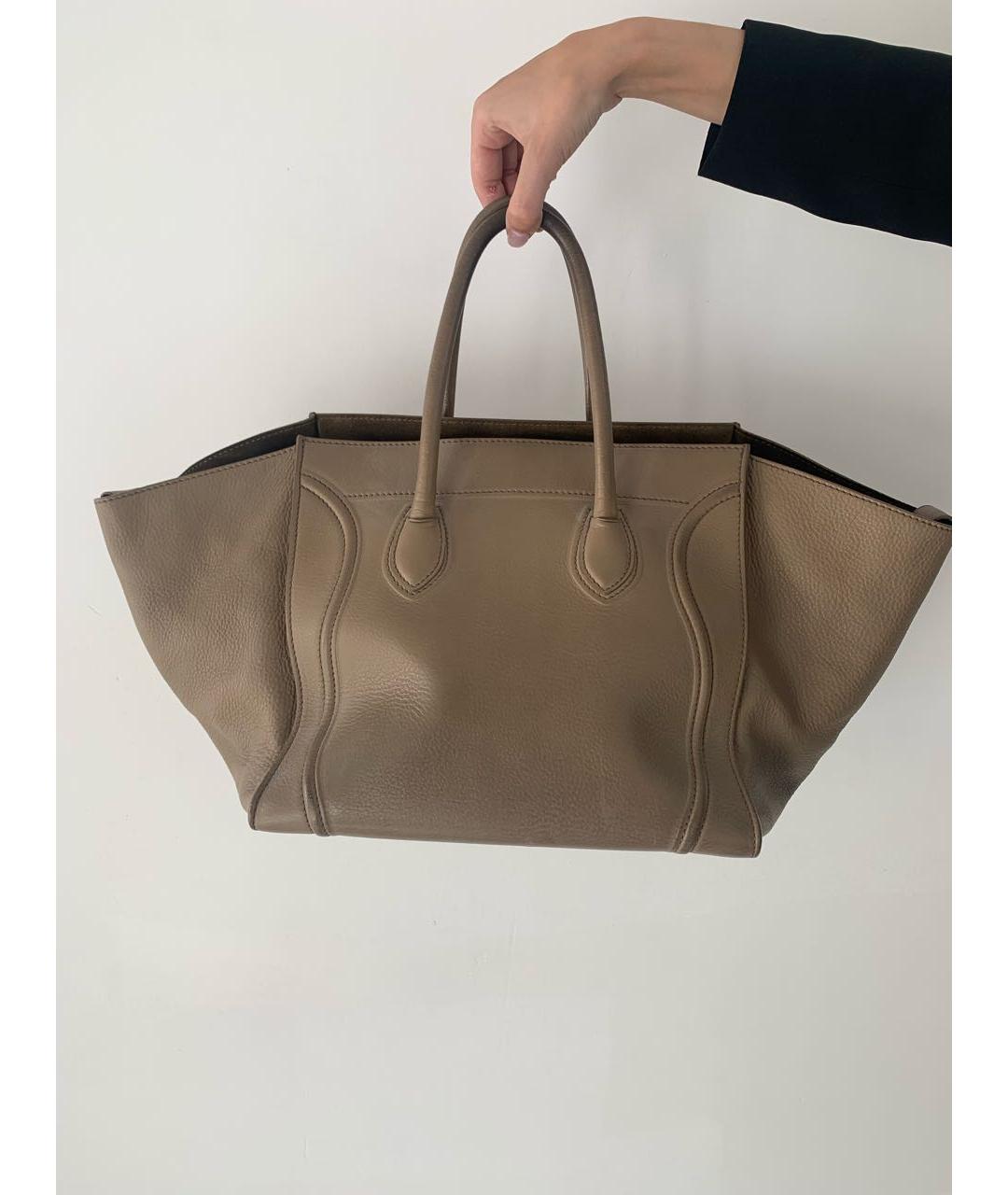 CELINE PRE-OWNED Бежевая кожаная сумка с короткими ручками, фото 7