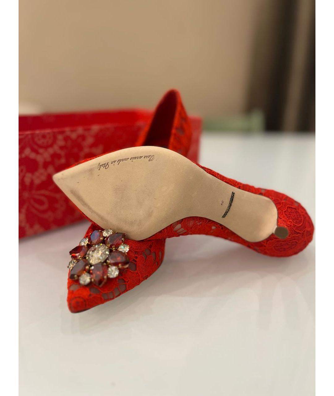 DOLCE&GABBANA Красные текстильные туфли, фото 6