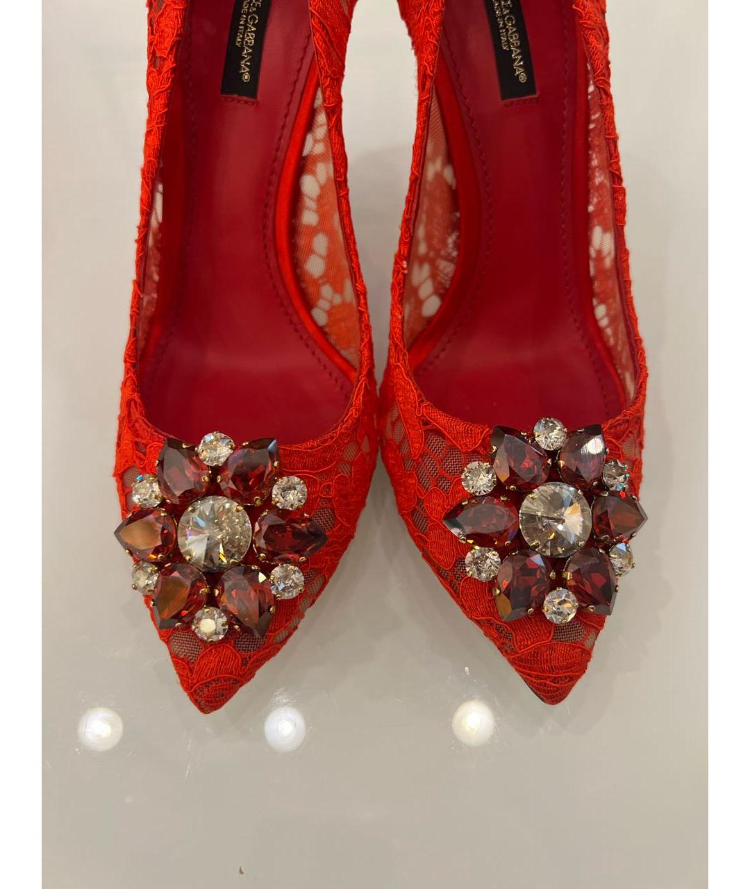 DOLCE&GABBANA Красные текстильные туфли, фото 5