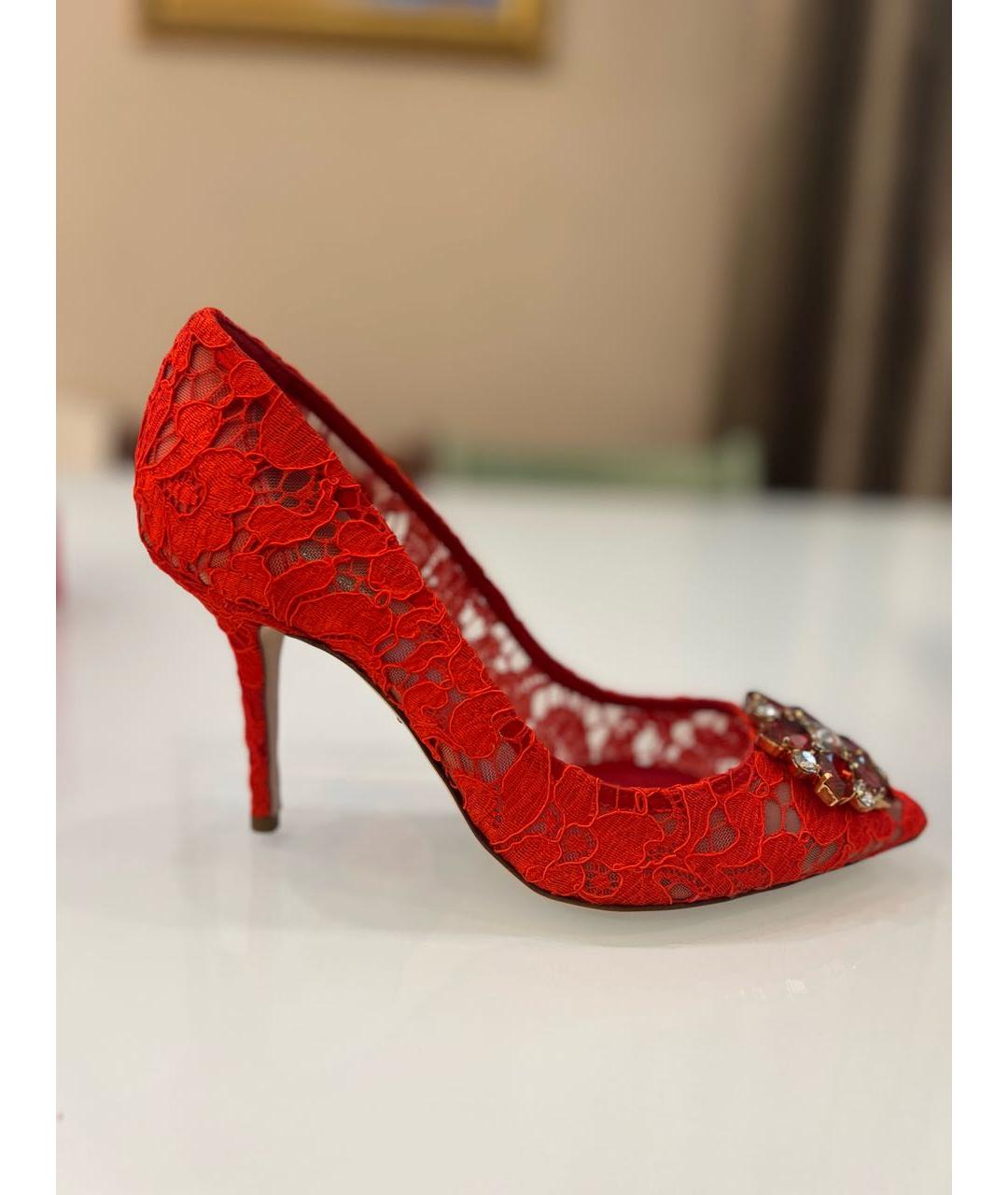 DOLCE&GABBANA Красные текстильные туфли, фото 8