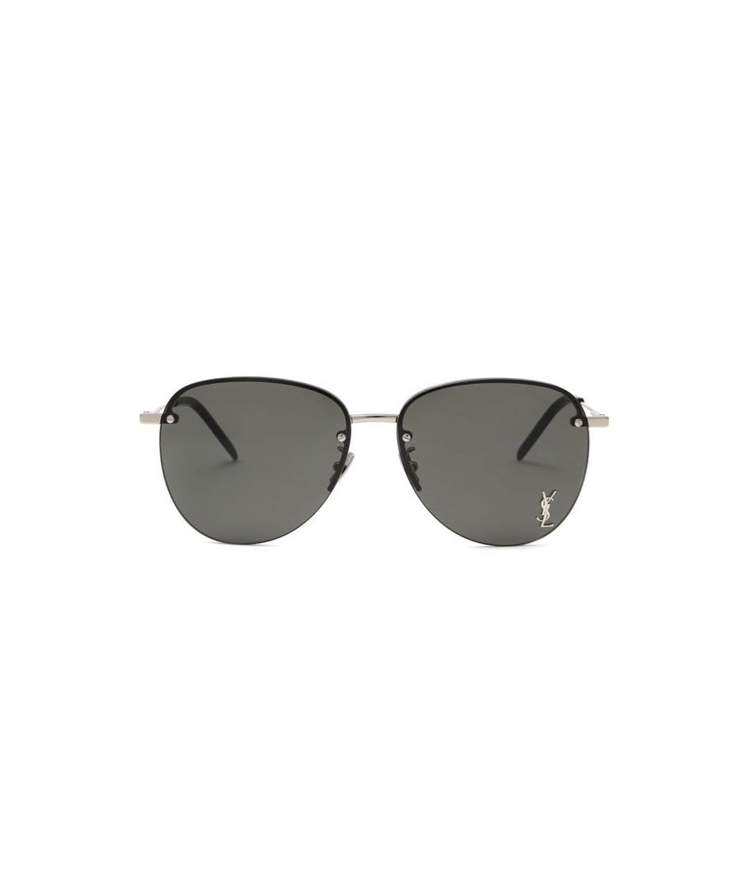 SAINT LAURENT Черные металлические солнцезащитные очки, фото 1