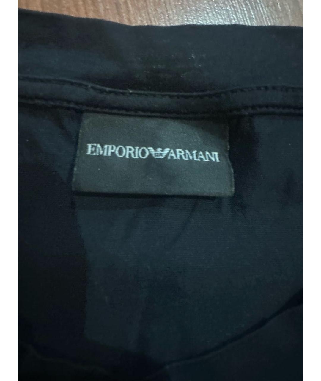 EMPORIO ARMANI Черная хлопковая футболка, фото 4