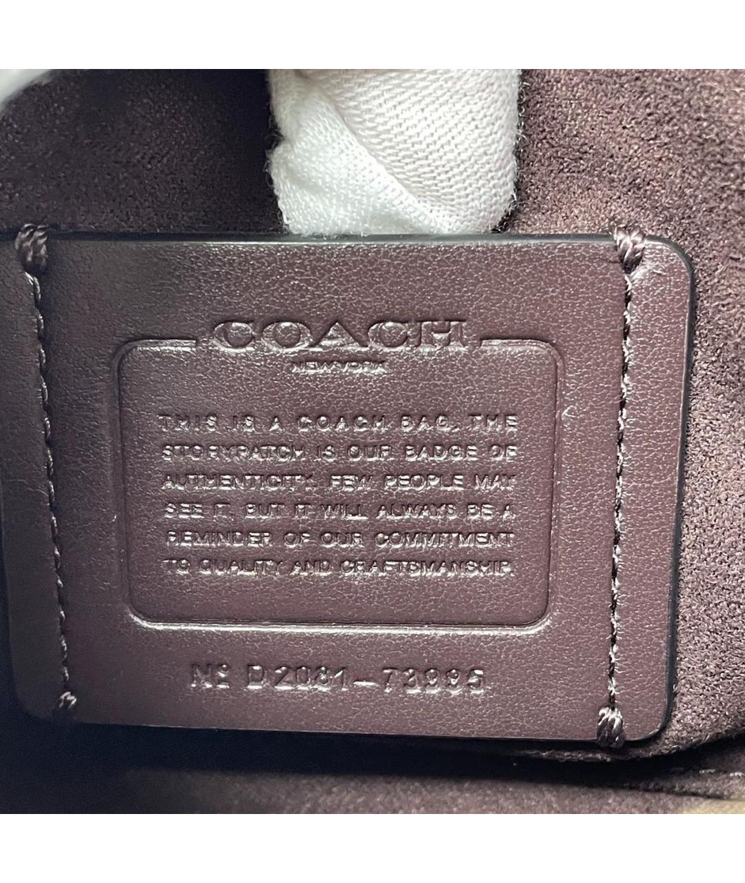 COACH Черная кожаная сумка с короткими ручками, фото 8