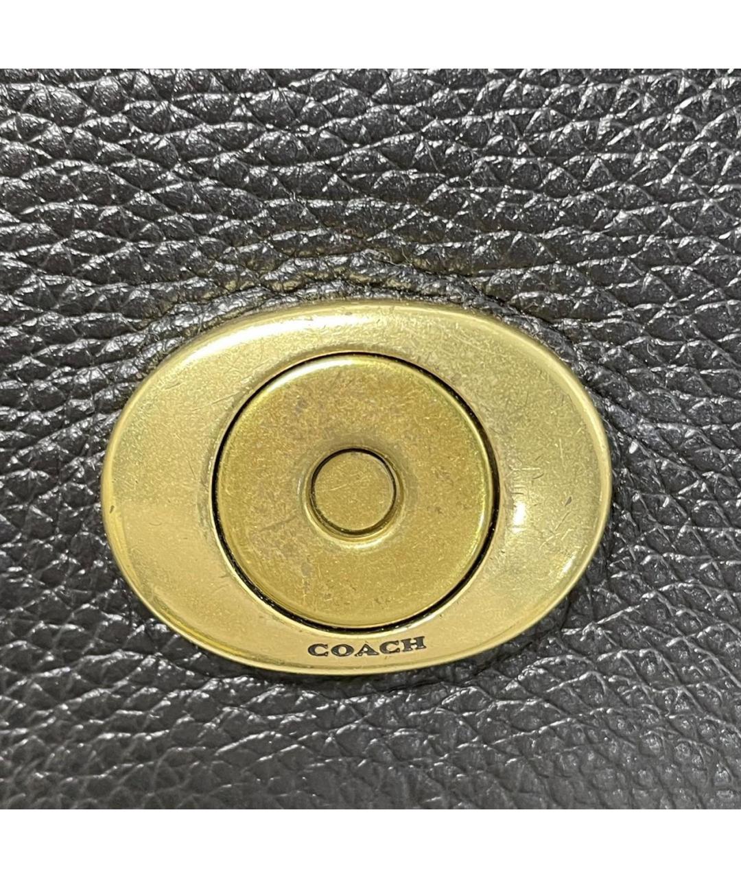 COACH Черная кожаная сумка с короткими ручками, фото 7