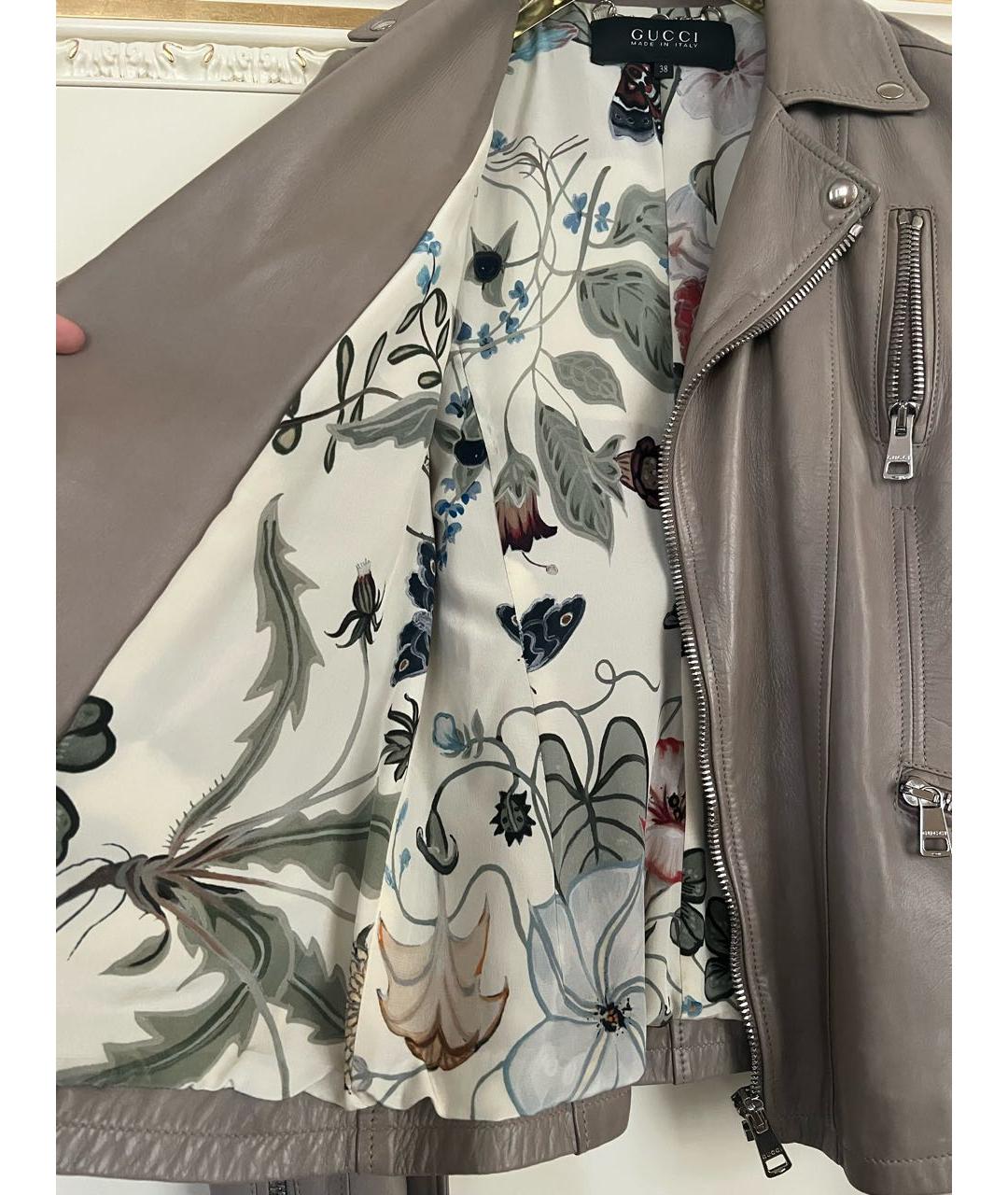 GUCCI Бежевая кожаная куртка, фото 3