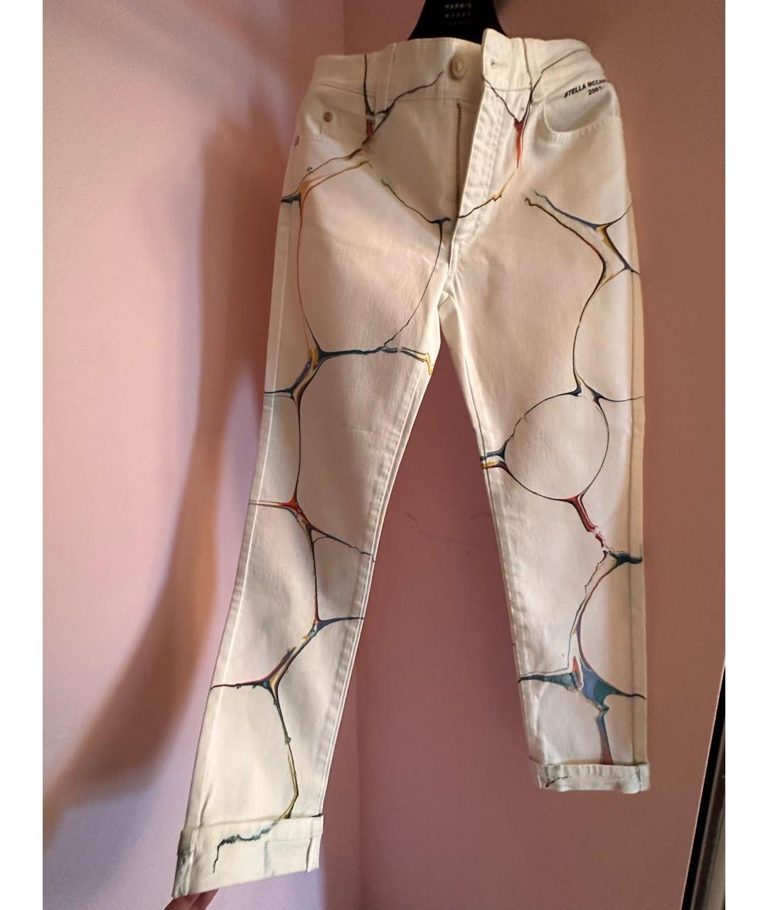 STELLA MCCARTNEY Белые хлопко-эластановые прямые джинсы, фото 2